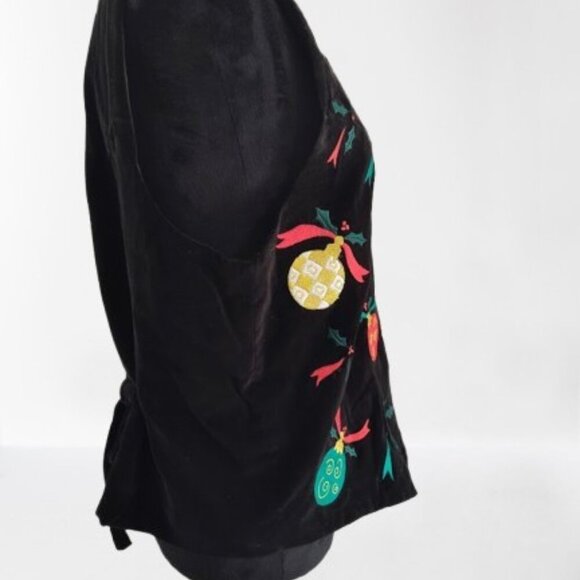 Westbound Petites Women's Petite Christmas Vest Black with Ornaments W/Tags - Picture 4 of 8